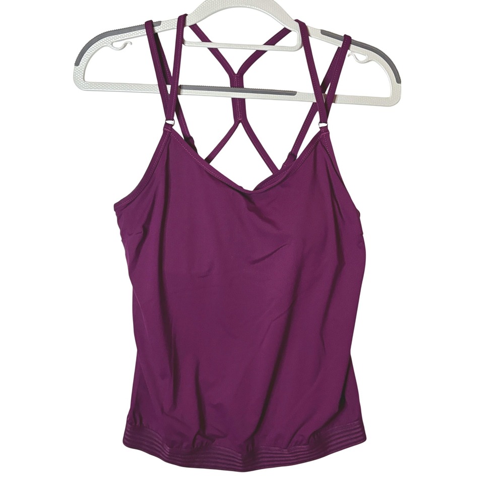 Athleta Tankini Cross Back Swim Top Women 32D/DD Purple Activewear Swimwear